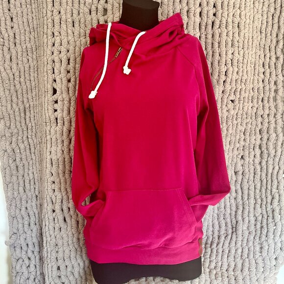 Ampersand Avenue Style Double Hood Hoodie Hot Pink Fuchsia Medium - Picture 1 of 10